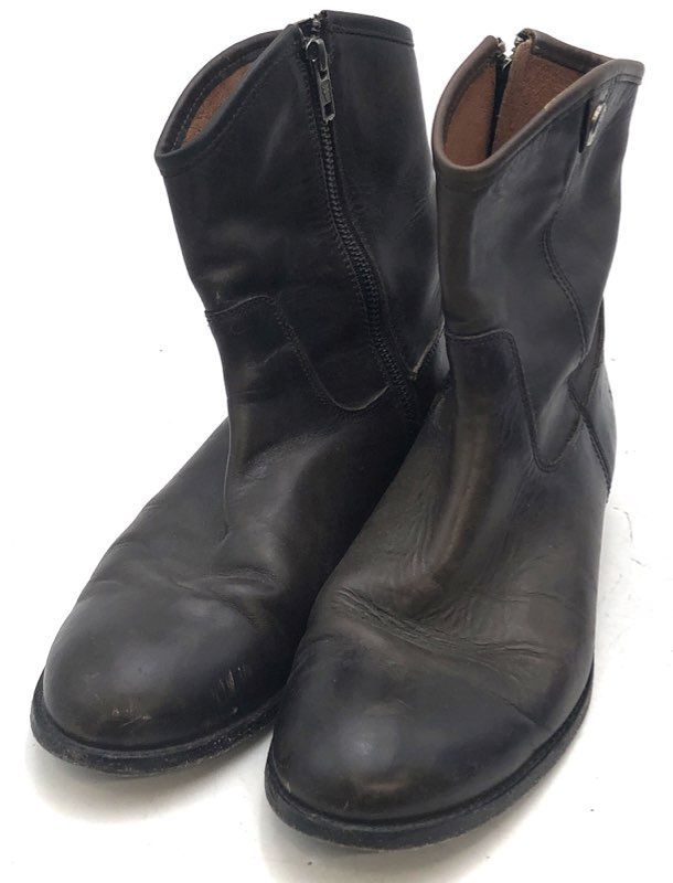 Frye Melissa Button Short Boot Smoke Brown Leather Ankle Boots Size 9.5 B