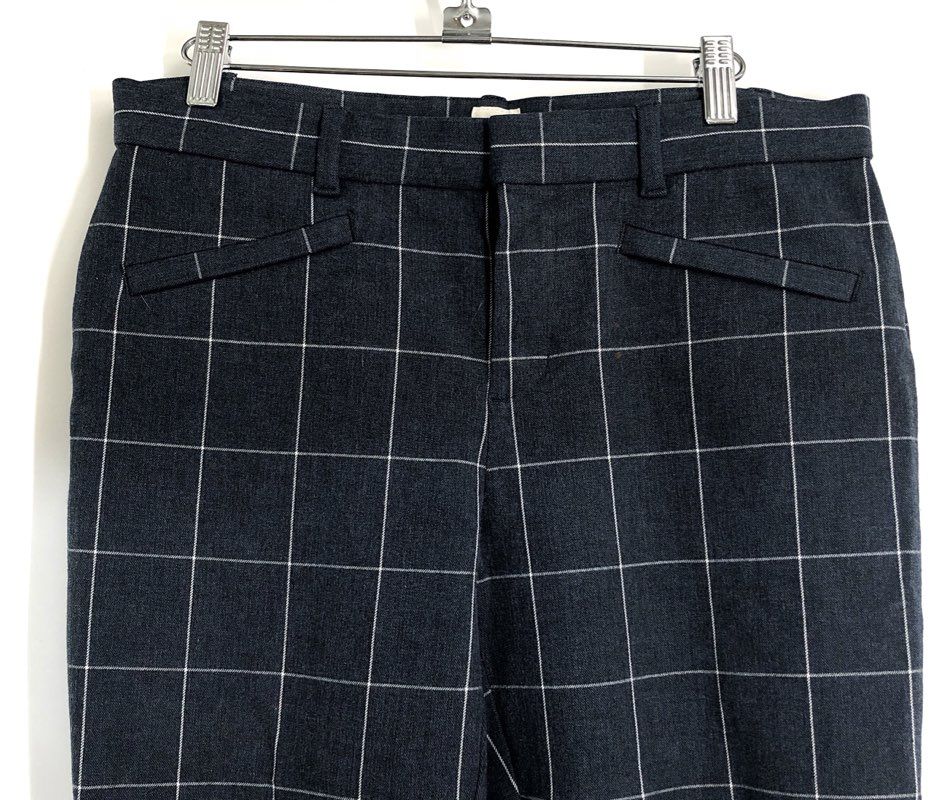 Gap Women's Signature Skinny Ankle Pants Blue White Grid Windowpane Check Sz 8