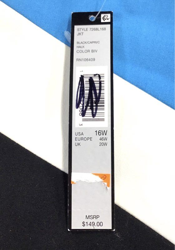 NWT Tahari Arthur S. Levine Women's Black Blue White Blazer - Size 16W