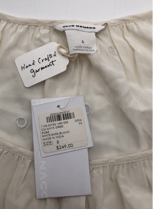 Club Monaco Women's NWT Anya Silk Dress Robe Mirror Embellished White Sz 6