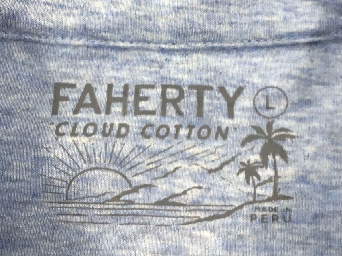 NWT Faherty Men's Light Blue Heather Polo Shirt - Size L