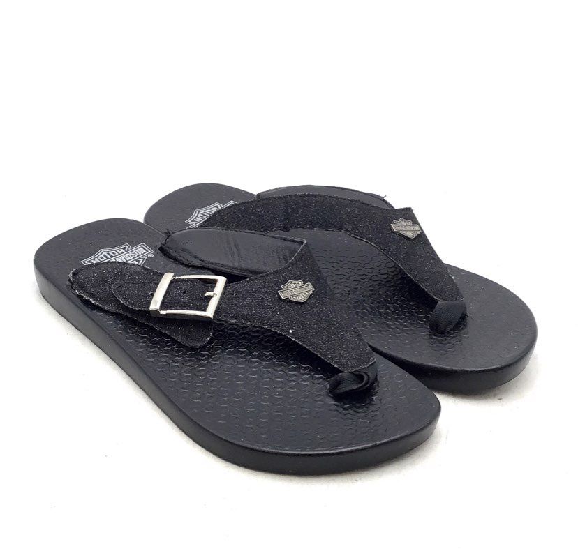 Harley-Davidson Women&#39;s Black Slip-On Casual Thong Sandals - Size 6