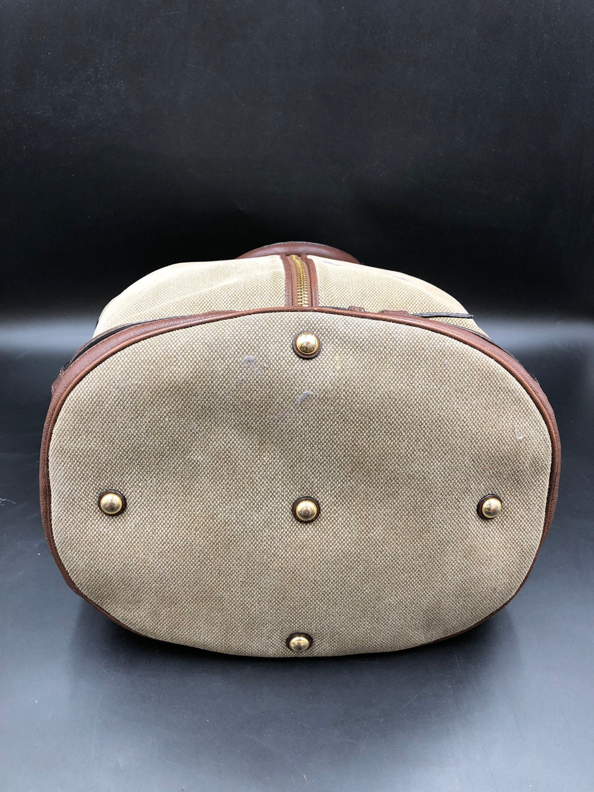 Vintage Michael Kors Brown Burlap Leather Chine Tote Bag Gold Hardware COA