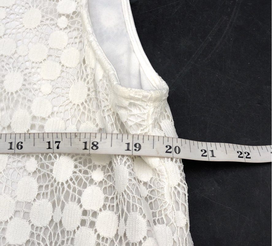 DKNY Women's White Sleeveless Lace Tiered Button Down Shirt Dress NWT Sz 12