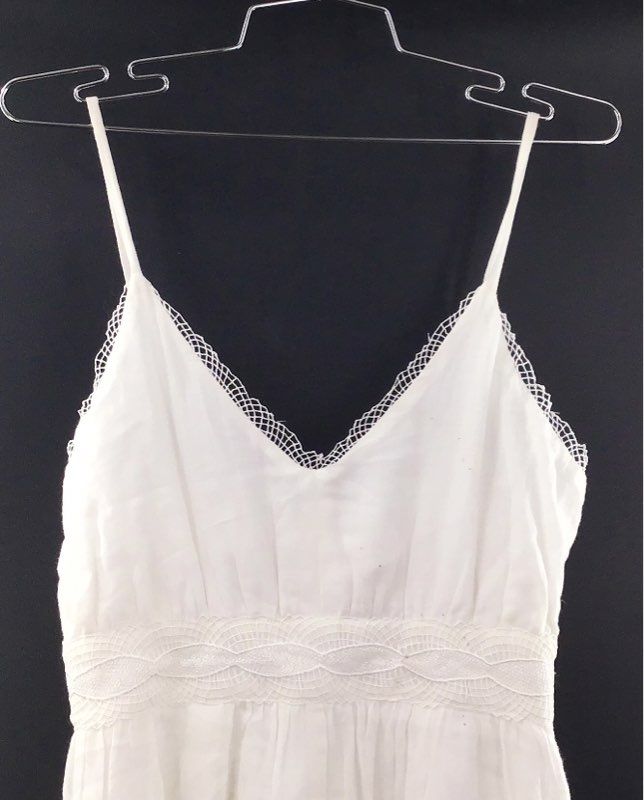 Red Carter Women's Ivory Lace Trim V-Neck Sleeveless Maxi Dress Size XS NWT