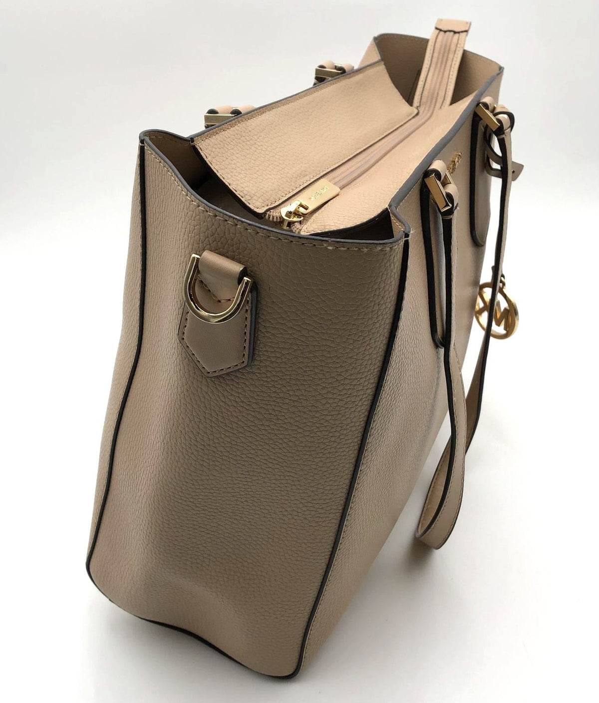 Michael Kors Tan Pebbled Leather Jet Set Tote Bag Gold Hardware COA