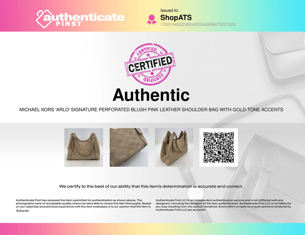 Michael Kors 'Arlo' Blush Pink Leather Shoulder Bag w/ Gold-Tone Accents (+COA)