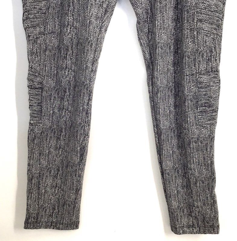 Athleta Women's Delancey Textured Moto Tight Black White Leggings Sz L