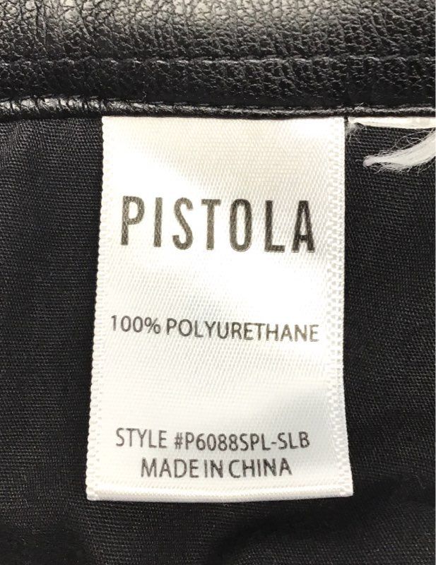 Pistola Women's Black Vegan Faux Leather High Rise Straight Leg Pants Sz 26