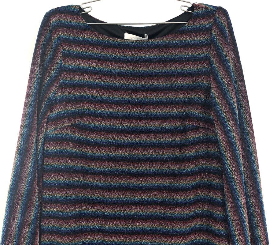 Eri + Ali Women's Rainbow Metallic Stripe Knit Mini Shift Dress NWT Sz S