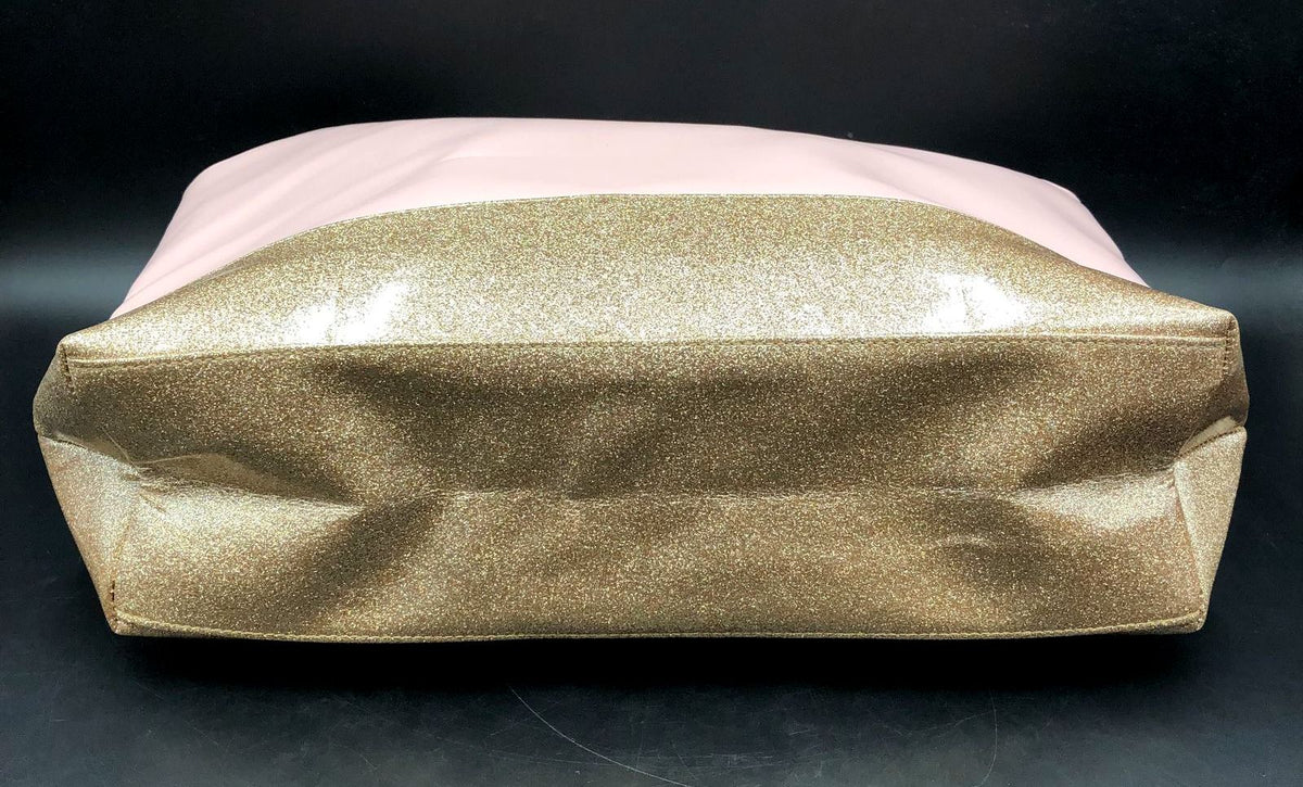 Jimmy Choo Parfums Large Pink/Metallic Glitter Gold Designer Faux Leather Tote
