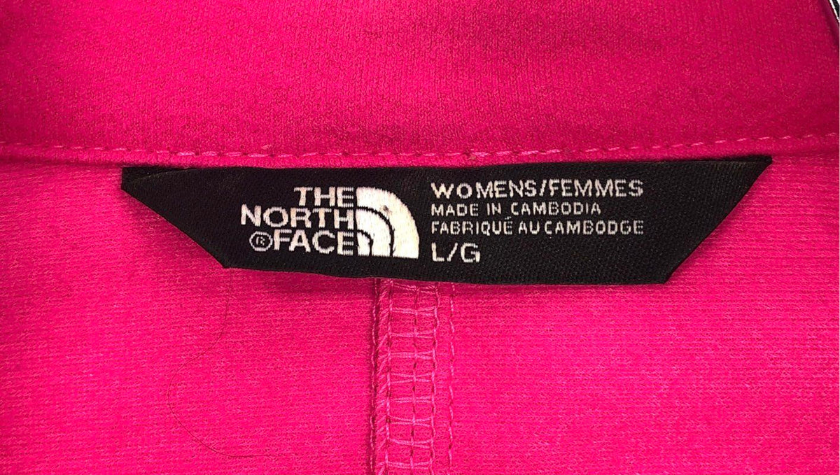 The North Face Women's Pink WindWall Softshell Full Zip Jacket Snap Neck Sz L