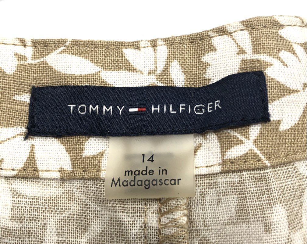 Tommy Hilfiger Women's Tan Floral Button Front Ruffle Midi Dress Sz 14 NWT