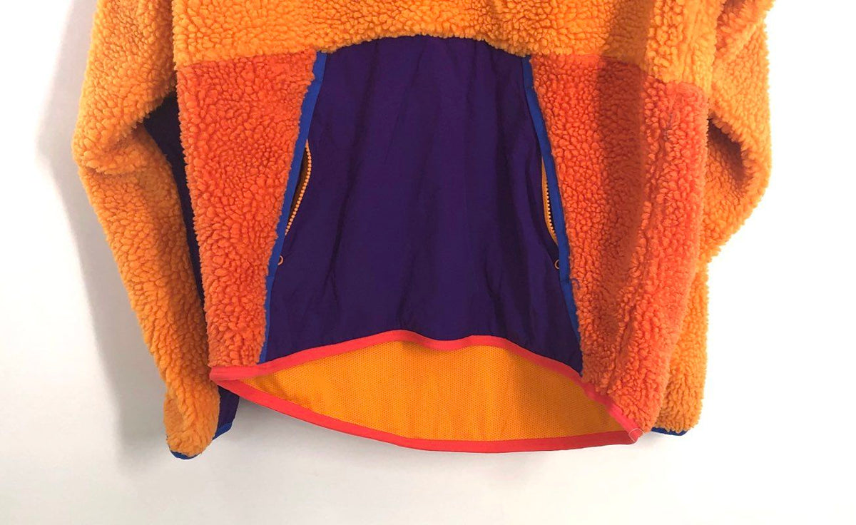 Nike Women's Orange Purple Colorblock Sherpa Fleece Half Zip Hoodie Size S