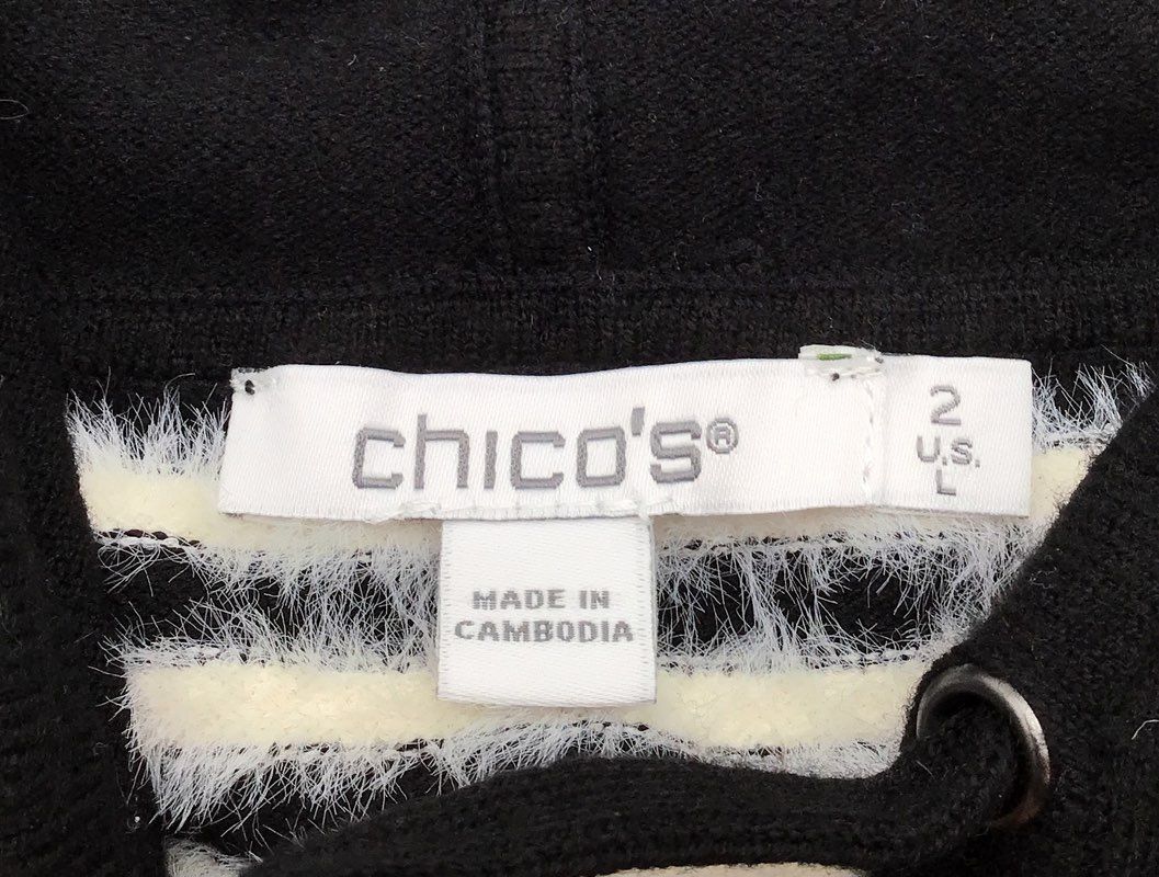 Chico&#39;s Striped Eyelash Hoodie - Size L