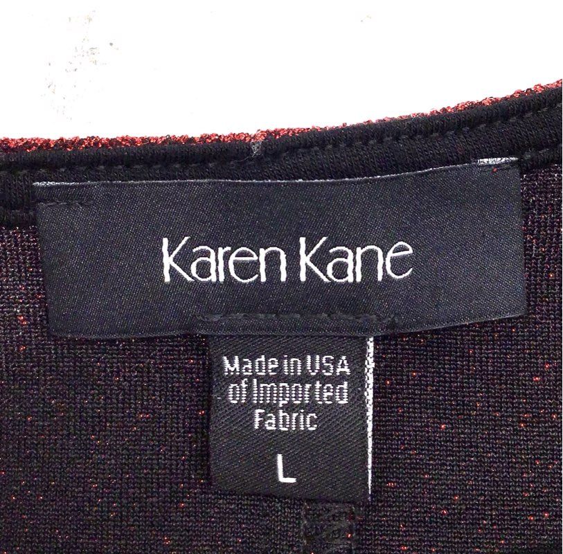 Karen Kane Women's All That Shines Twist Front Metallic Red Dress NWT Sz L