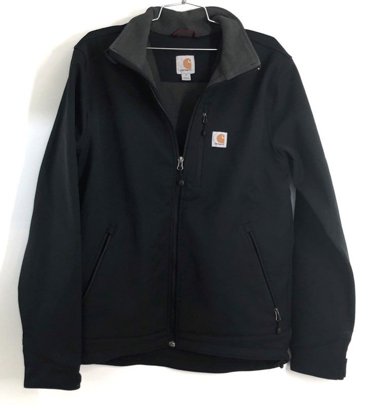 Carhartt Men's Black Crowley Softshell Jacket Full Zip Fleece Lined Sz M
