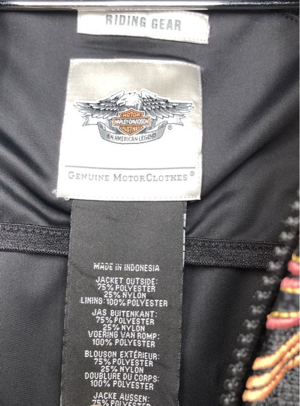 Harley-Davidson Women's Black Orange Motorcycle Jacket - Size L