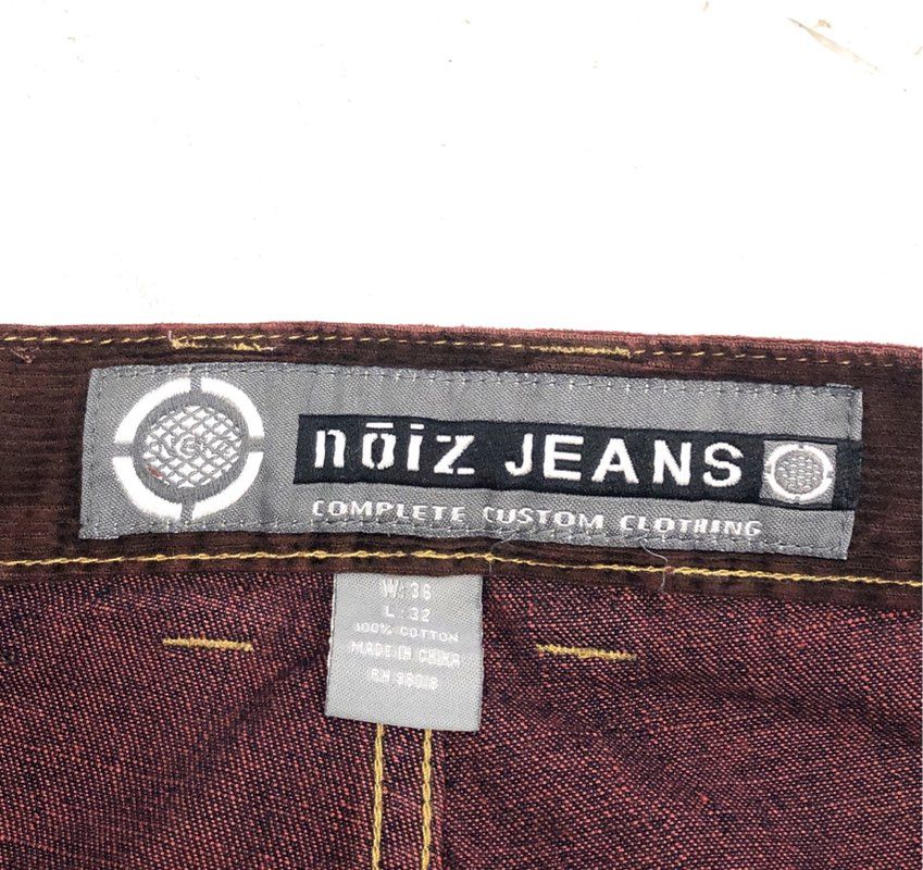 Vintage Y2K Noiz Jeans Striped Panel Baggy Skater Denim Pants Sz 36x32
