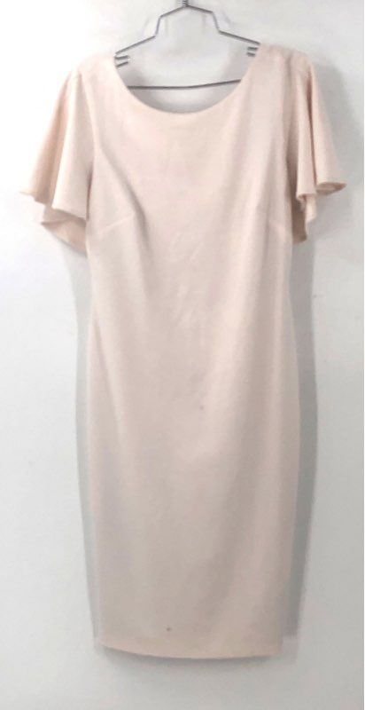 Calvin Klein Women's Blush Pink Capelet Sheath Dress Flutter Sleeve Sz 10