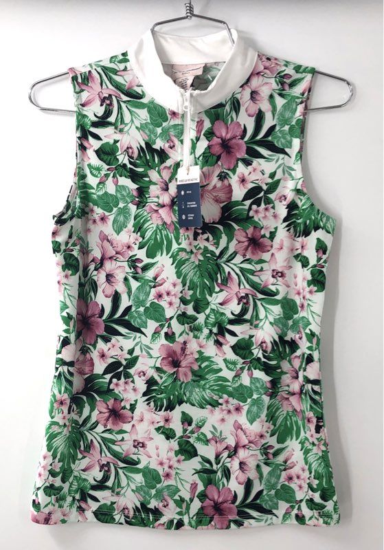 Tommy Bahama Golf Women's Tropical Floral Sleeveless Quarter Zip Top NWT Sz XS