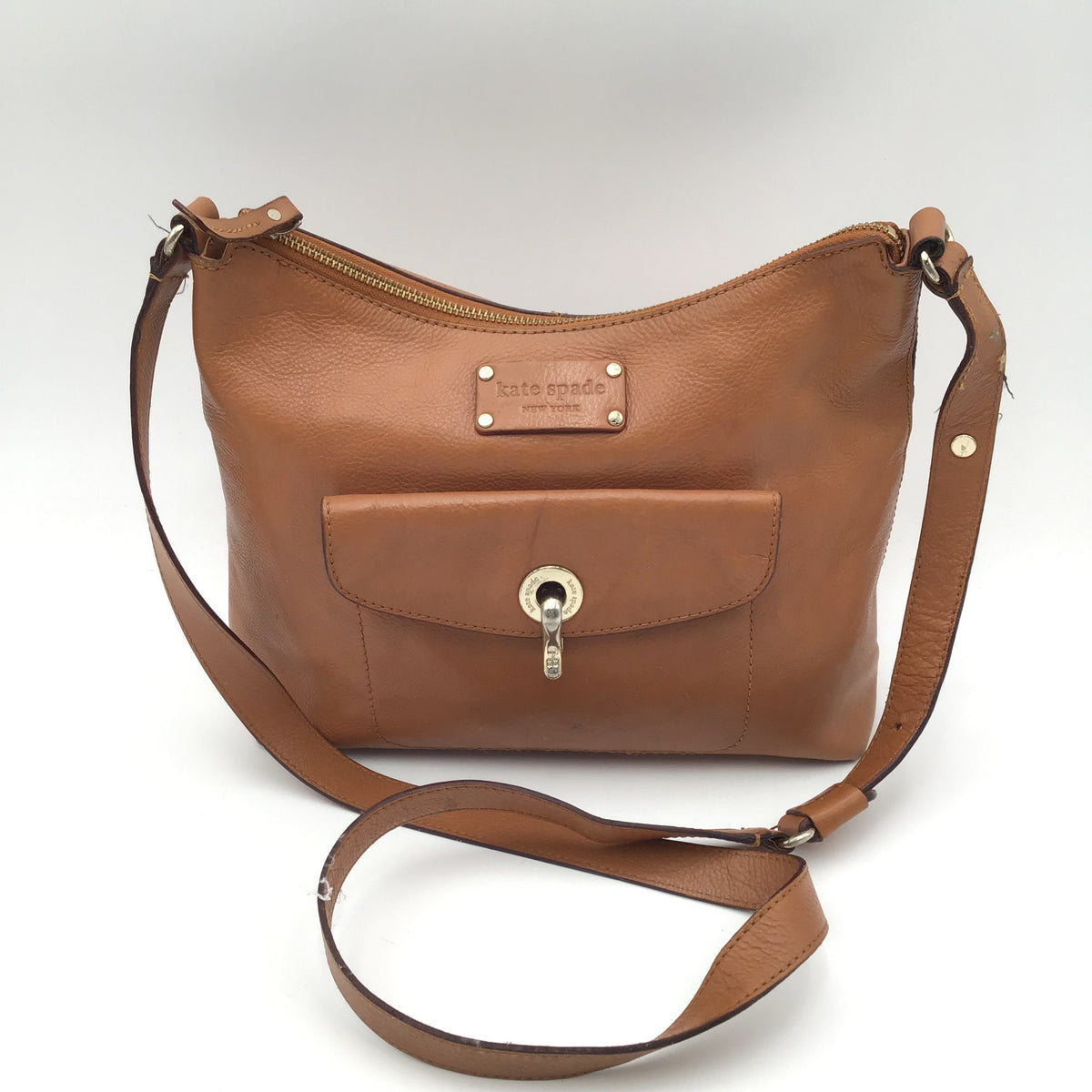 Authentic Kate Spade New York Women&#39;s Brown Leather Crossbody Bag - COA Included