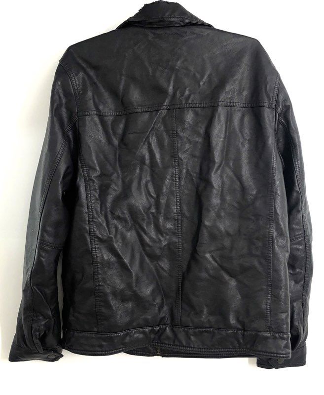Tommy Hilfiger Men's Black Leather Full Zip Quilted Lining Jacket Sz M