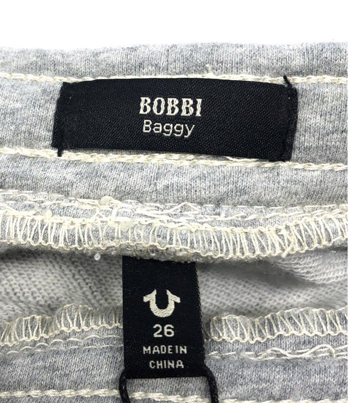 True Religion Women's Bobbi Baggy Big T Denim Fleece Pants Destroyed NWT Sz 26