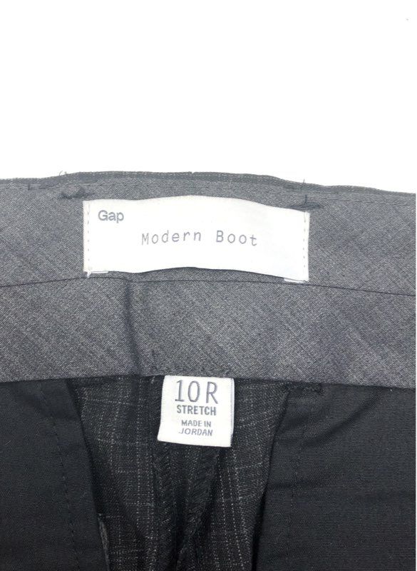 Gap Women's Modern Boot Cut Pants Dark Gray Stretch Plaid Trousers Sz 10R