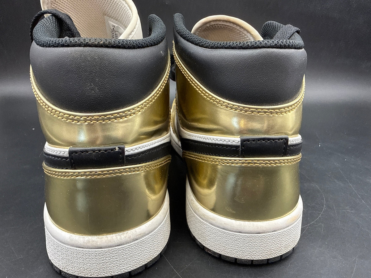 Nike Air Jordan 1 Mid SE Metallic Gold White Black Sneakers Men's Size 8 COA
