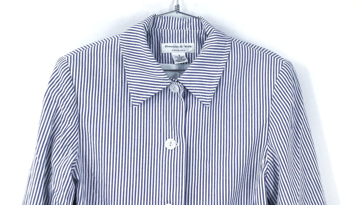 NWT Preston & York Premiere Women's Blue White Striped Jacket - Size 8
