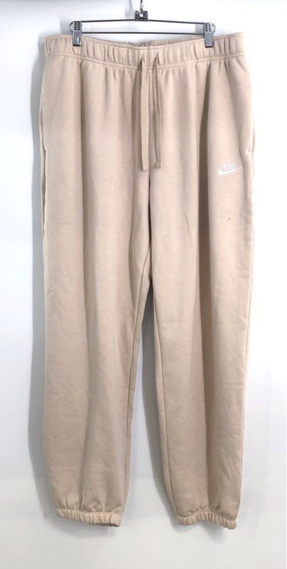 Nike Women's Oversized Mid Rise Sweatpants Beige Fleece Joggers NWT Sz L