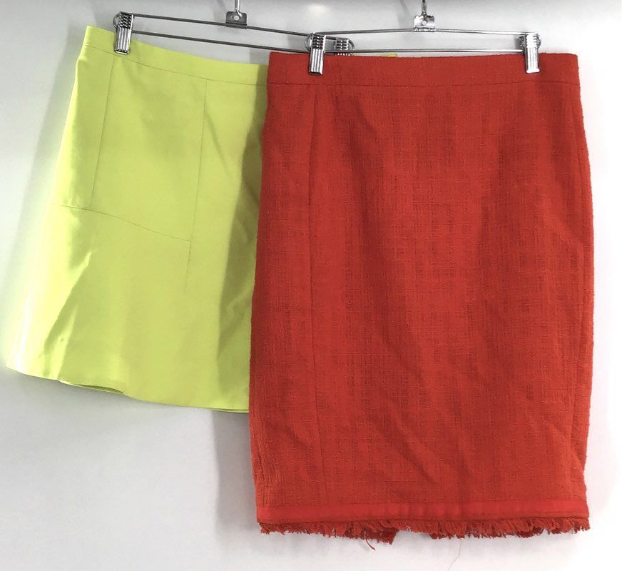 J.Crew Women's Skirt Lot Orange Fringe Pencil Lime Green A-Line Sz 8 2PC