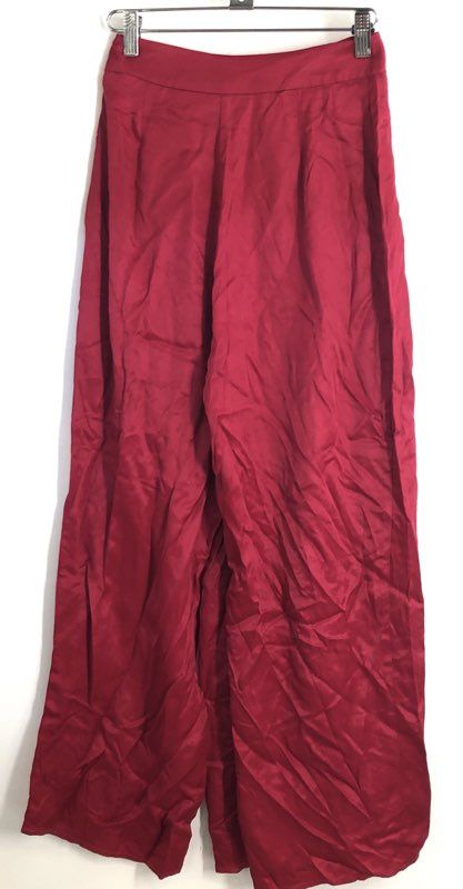 Armani Exchange Women's Red Satin Wide Leg Trousers Pants Size 0