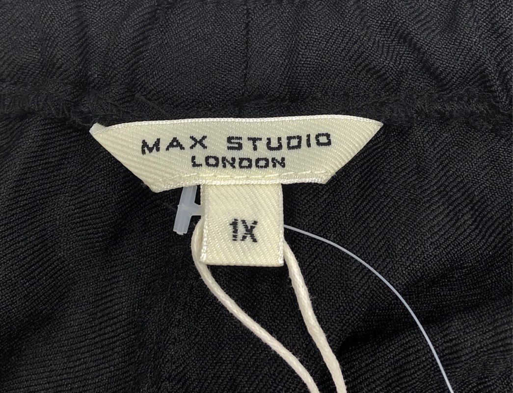 Max Studio London Women's Black Elastic Waist Pull-On Textured Pants Sz 1X NWT