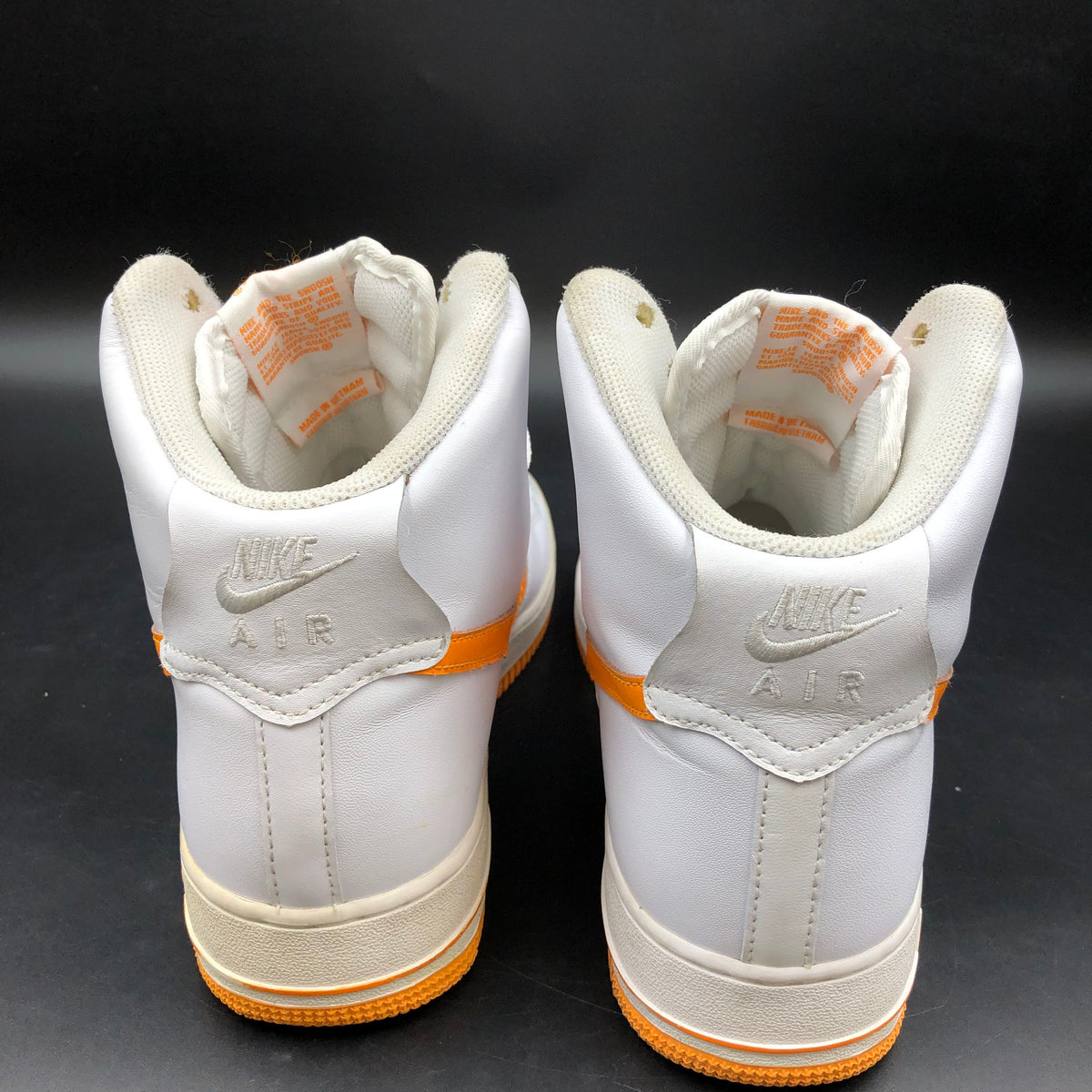 Nike Air Force 1 High White Vivid Orange Sneakers Men's Size 10.5 COA