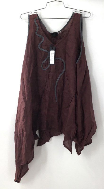 Peacock Ways Women's Rose Linen Blend Sleeveless Sharkbite Hem Tunic Sz L NWT