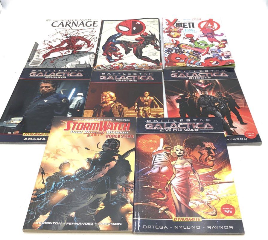 Marvel & Battlestar Galactica Graphic Novel Lot 8 Books Spider-Man Dynamite