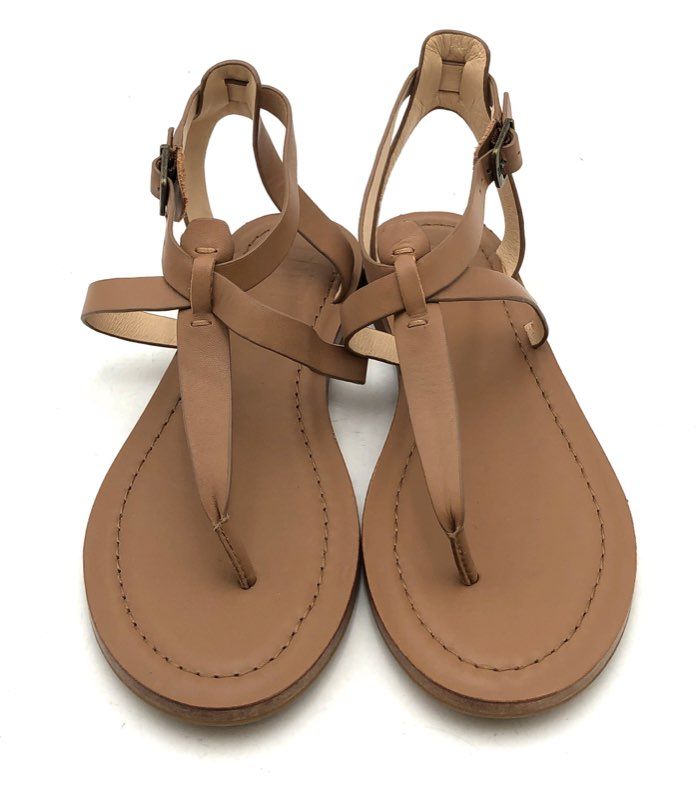 Frye Brown Leather Ankle Strap Thong Flat Sandals Women's Size 11
