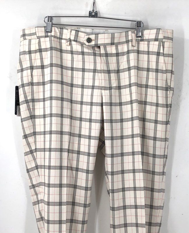 NWT Barabas Women's White Plaid Dress Pants - Size 36