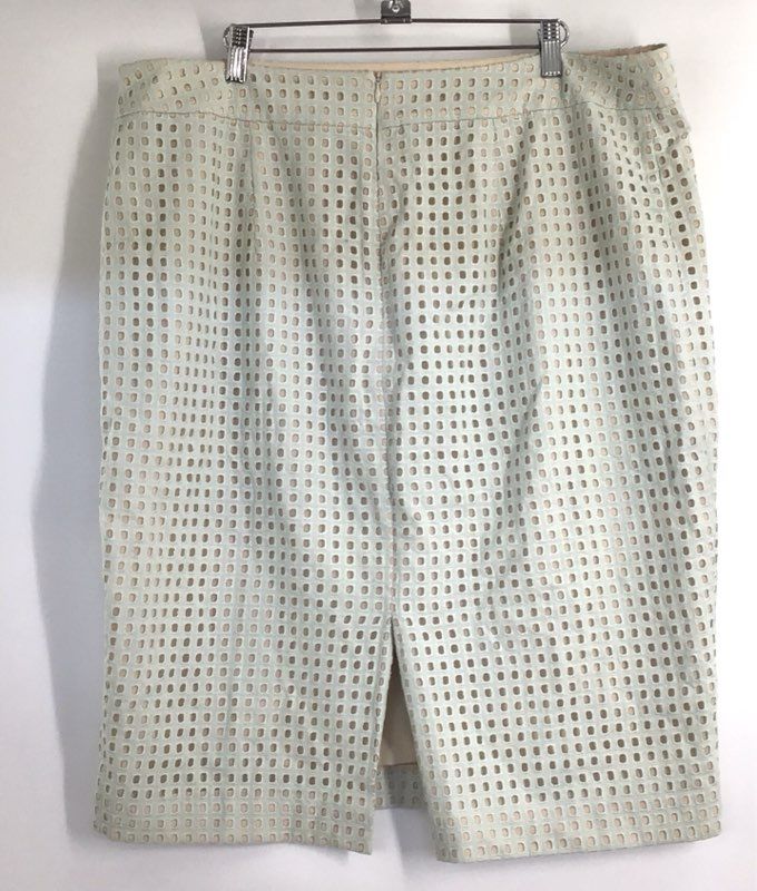 Ann Taylor Women's Light Blue Geometric Eyelet Pencil Skirt Sz 18T