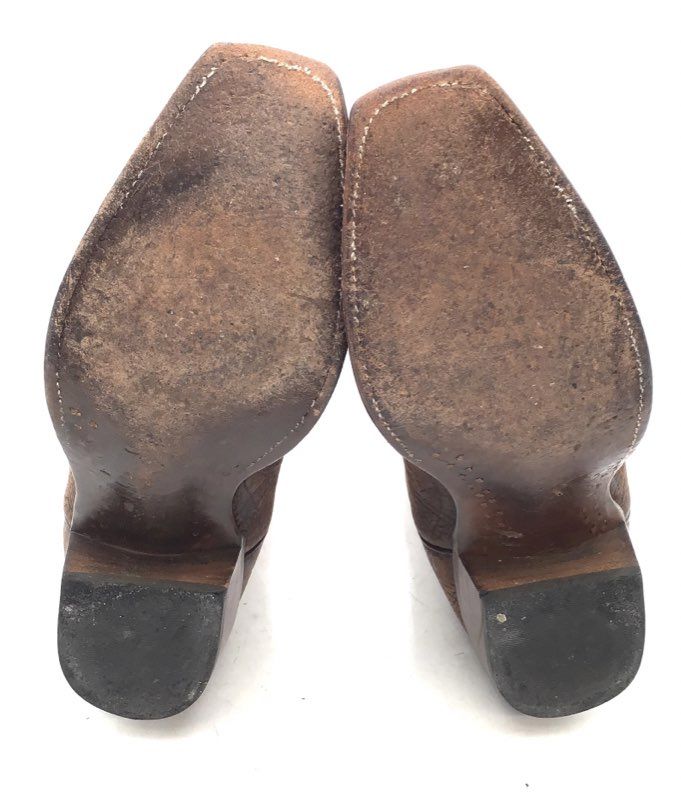 Lucchese Heritage Brown Elephant Leather Square Toe Cowboy Boots Men's Size 9 D