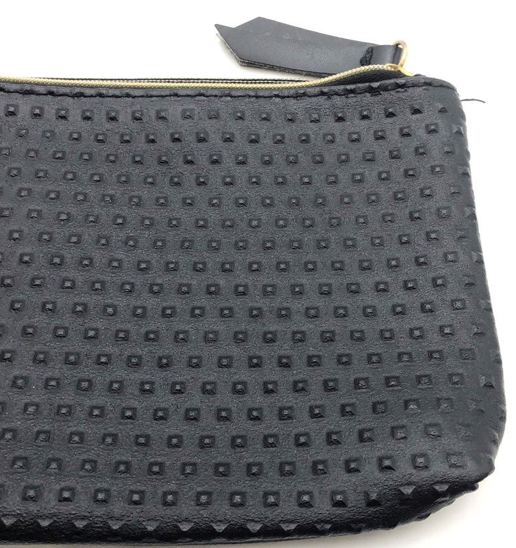 Ipsy Black Studded Texture Cosmetic Makeup Pouch Bag Gold Zipper Pull