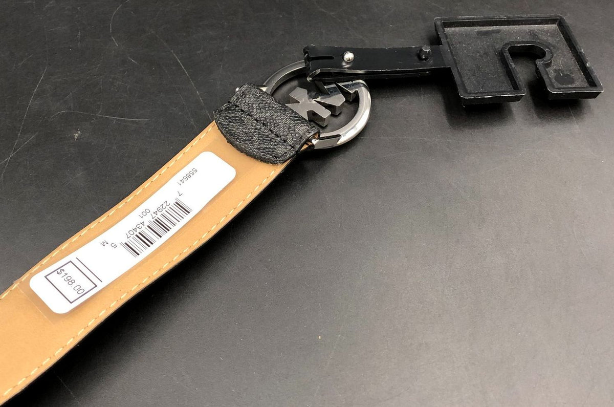 NWT Michael Kors Women's Black Signature Print Belt w/ Zip Pouch - Size M (+COA)