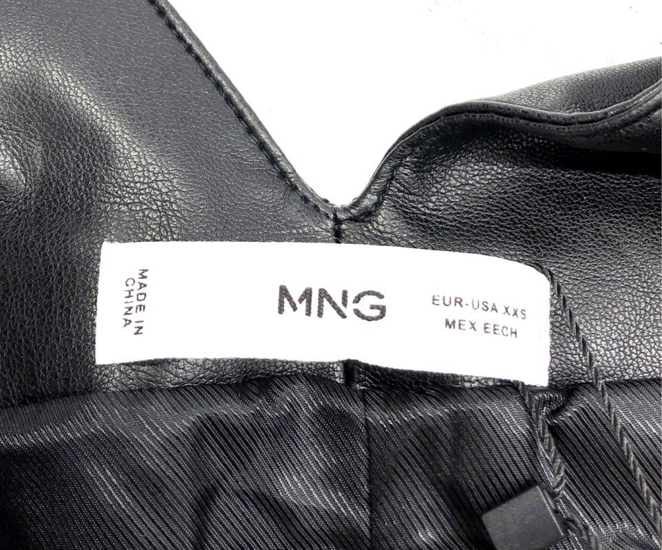 Mango Women's Black Faux Leather Pichi 447Sixties Pinafore Dress NWT Sz XXS