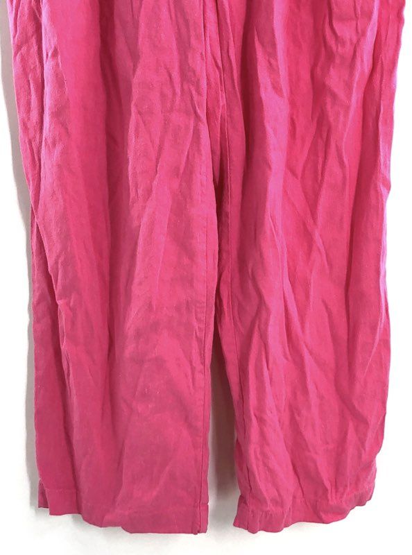 Monrow Women's Pink Wide Leg Pants Linen Blend Paperbag Waist Sz S