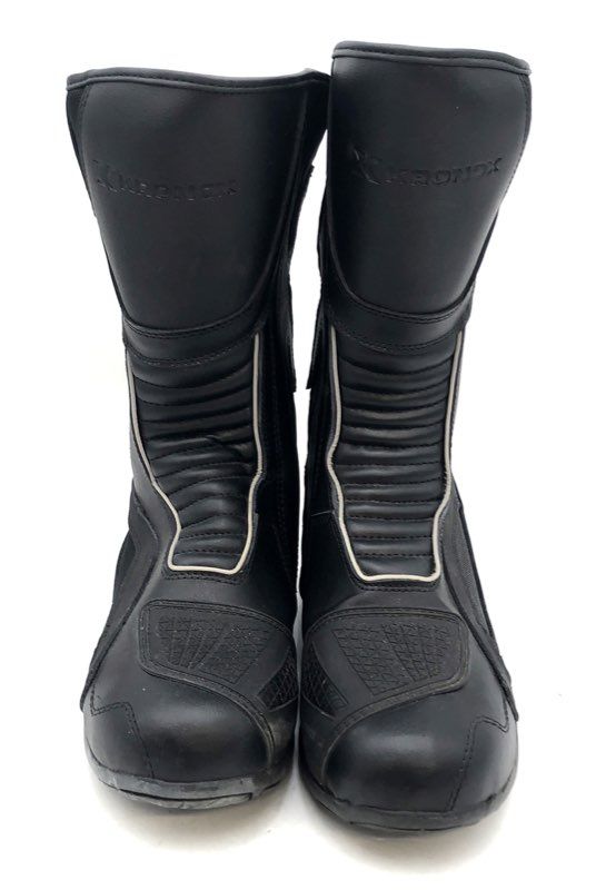Kronox Men's Black Leather Waterproof Hipora Motorcycle Touring Boots Size 12