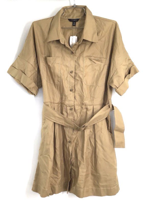 Banana Republic Women's Tan Short Sleeve Belted Shirt Dress Sz M NWT