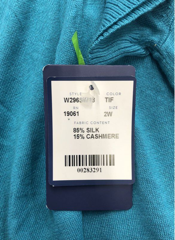 NWT Doncaster Collection Women's Teal Pullover Sweater - Size 2W