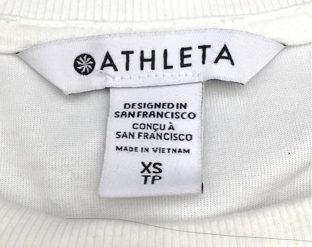 Athleta Women's White Gallery Top 2.0 Mixed Media Layered Shirt Tail Sz XS